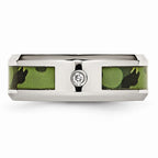 Sophia Jewelers Stainless Steel Diamond Camouflage 8mm Polished Wedding Band
