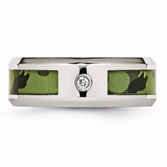 Sophia Jewelers Stainless Steel Diamond Camouflage 8mm Polished Wedding Band - 8 - 8