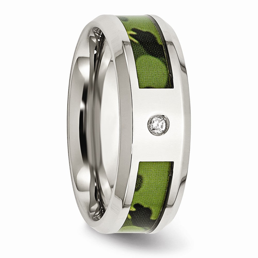 Sophia Jewelers Stainless Steel Diamond Camouflage 8mm Polished Wedding Band