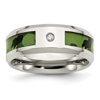 Sophia Jewelers Stainless Steel Diamond Camouflage 8mm Polished Wedding Band