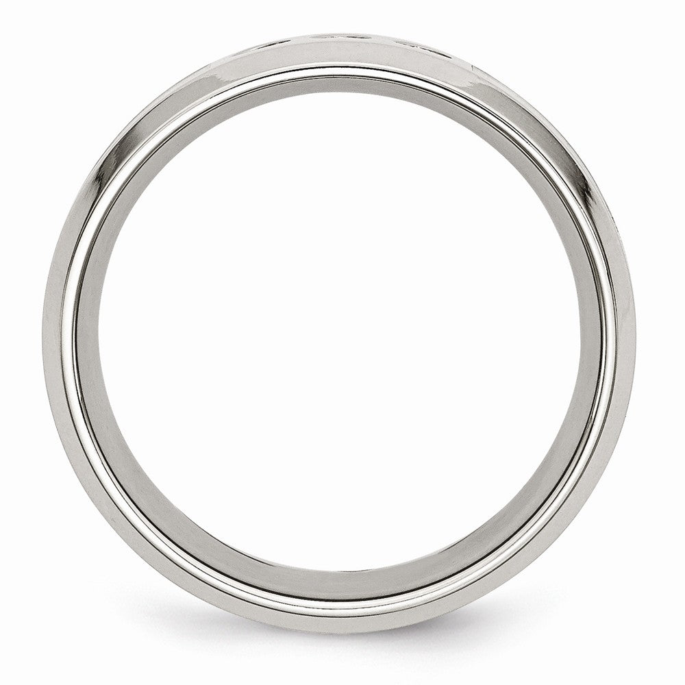 Stainless Steel Wedding Band with Camouflage Enamel and Diamonds