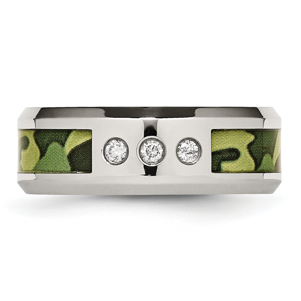Camouflage Diamond Wedding Band in Stainless Steel, 8mm (1/10 ct. tw.)