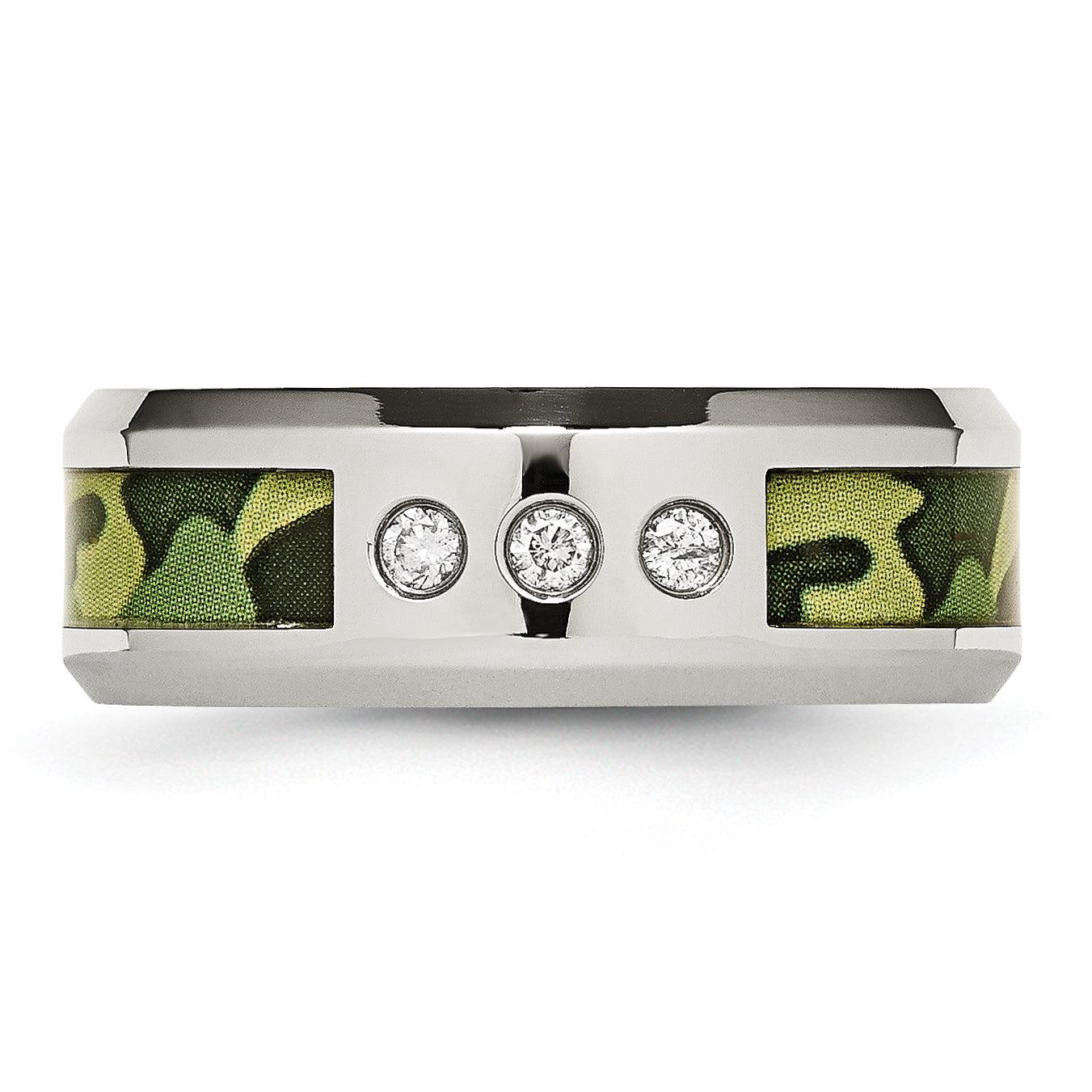 Camouflage Diamond Wedding Band in Stainless Steel, 8mm (1/10 ct. tw.)