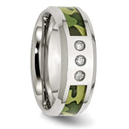 Camouflage Diamond Wedding Band in Stainless Steel, 8mm (1/10 ct. tw.)