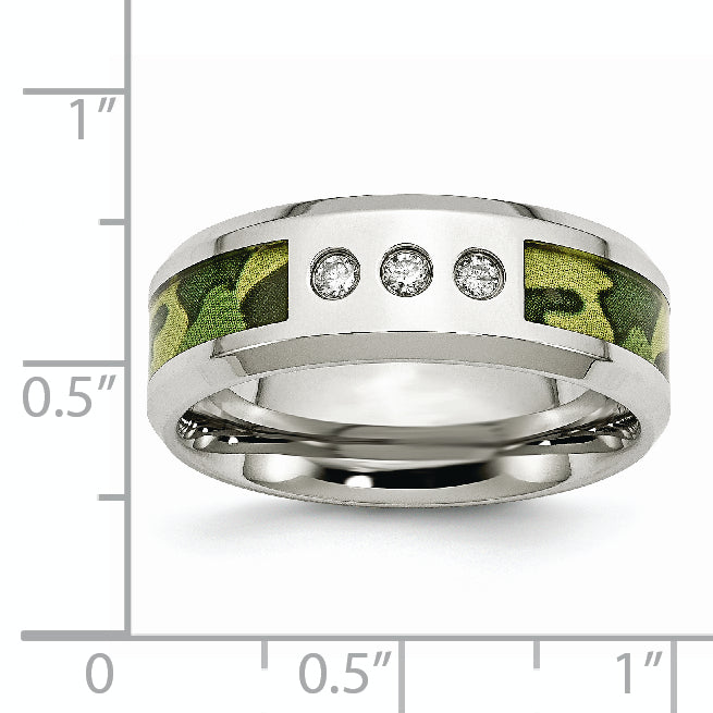 Camouflage Diamond Wedding Band in Stainless Steel, 8mm (1/10 ct. tw.)