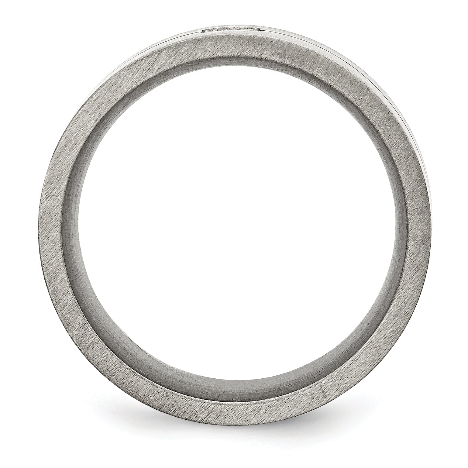 Stainless Steel Antiqued and Brushed .03 Carat Black Diamond 10mm Flat Band Secondary image