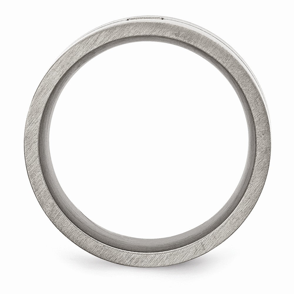 Stainless Steel Matte Black Wedding Band with Natural Diamond Accent Secondary image