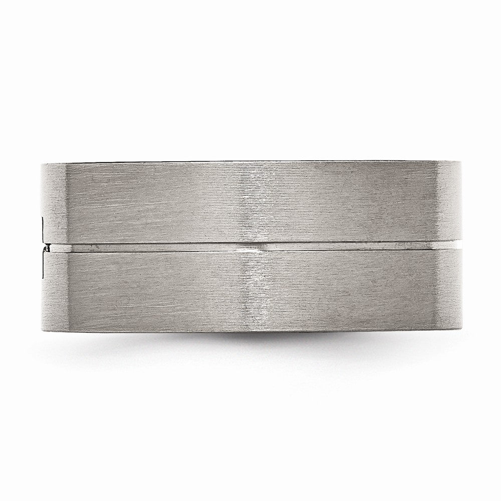 Stainless Steel Matte Black Wedding Band with Natural Diamond Accent