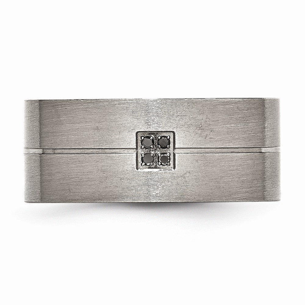Stainless Steel Matte Black Wedding Band with Natural Diamond Accent
