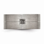 Stainless Steel Matte Black Wedding Band with Natural Diamond Accent