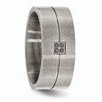 Stainless Steel Matte Black Wedding Band with Natural Diamond Accent