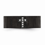 Stainless Steel Diamond Cross Wedding Band with Polished Matte Finish