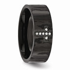 Stainless Steel Diamond Cross Wedding Band with Polished Matte Finish