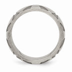 Stainless Steel Wedding Band with Natural Diamond and Antiqued Finish