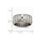 Stainless Steel Matte/Antiqued Diamond Band