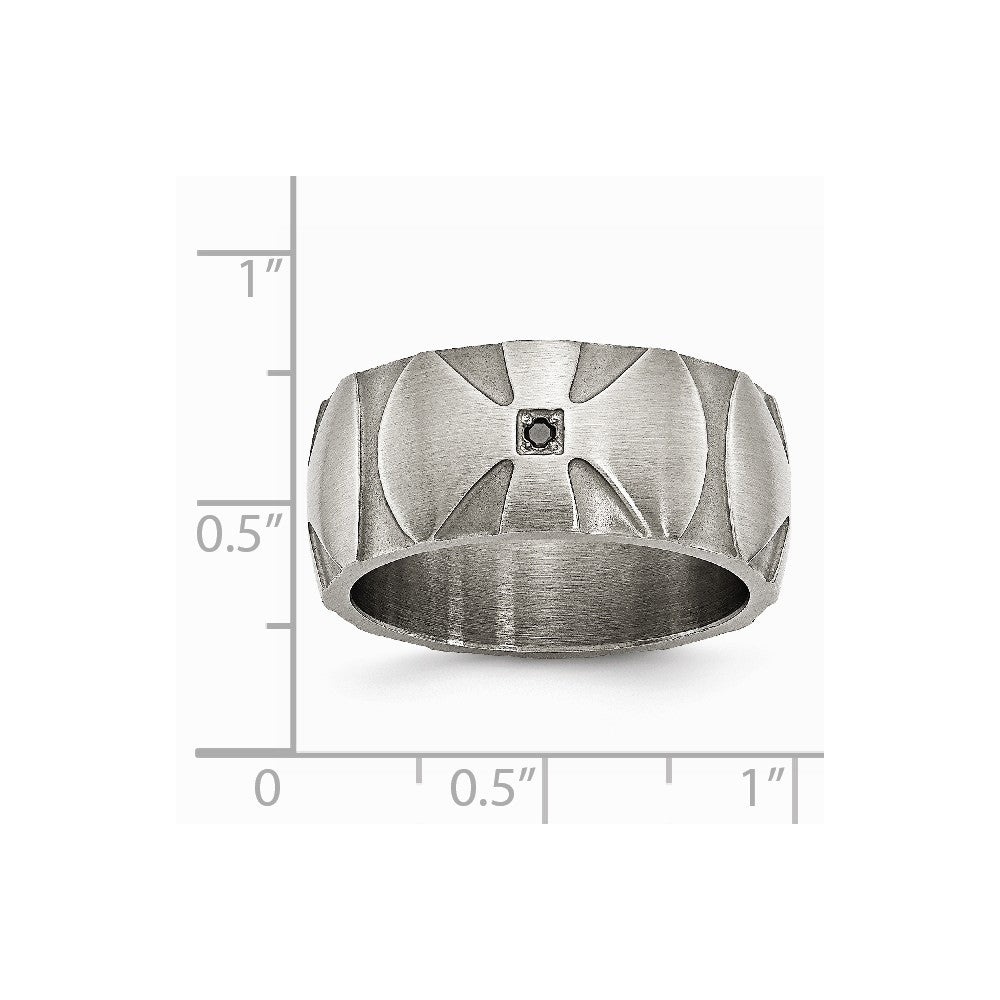 Stainless Steel Matte/Antiqued Diamond Band