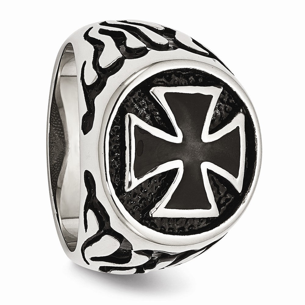 Sophia Jewelers Men's Black IP-Plated Stainless Steel Polished Ring