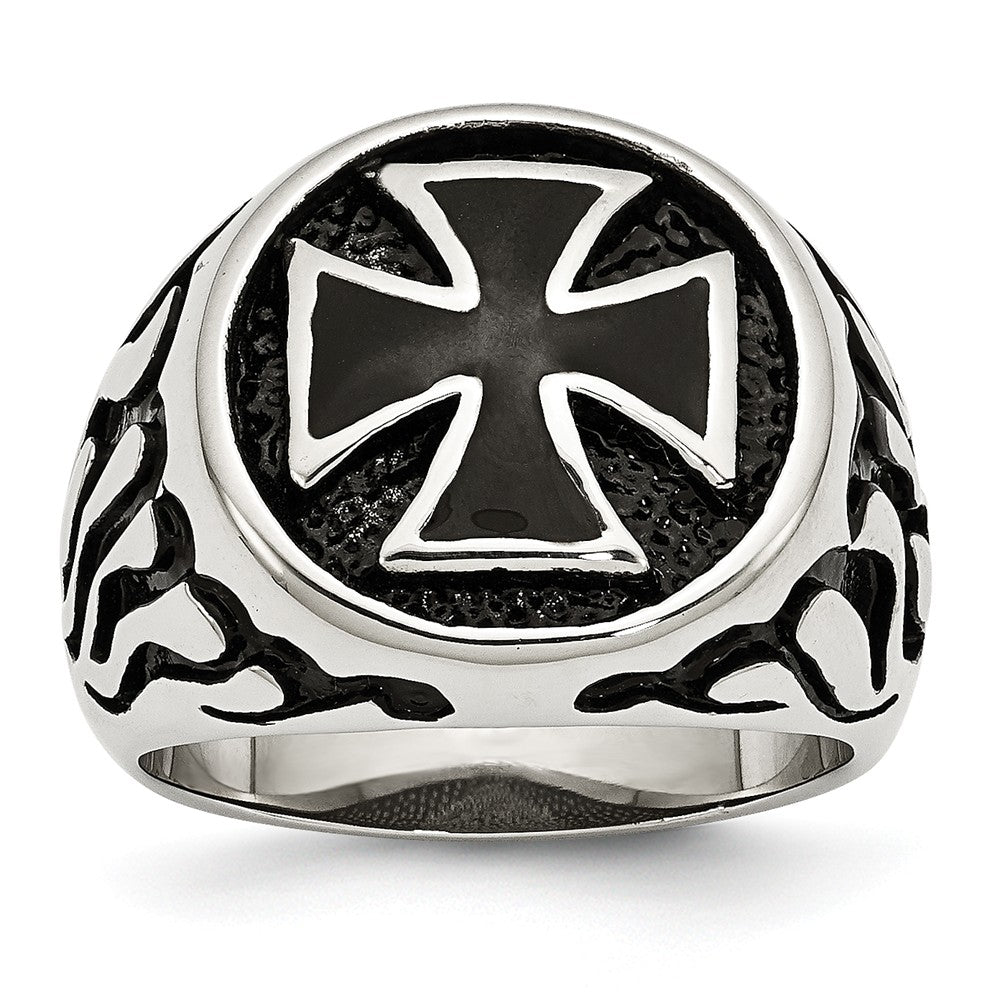 Sophia Jewelers Men's Black IP-Plated Stainless Steel Polished Ring