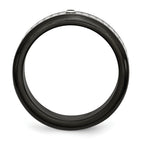 Diamond Wedding Band in Stainless Steel with Black IP, 8mm