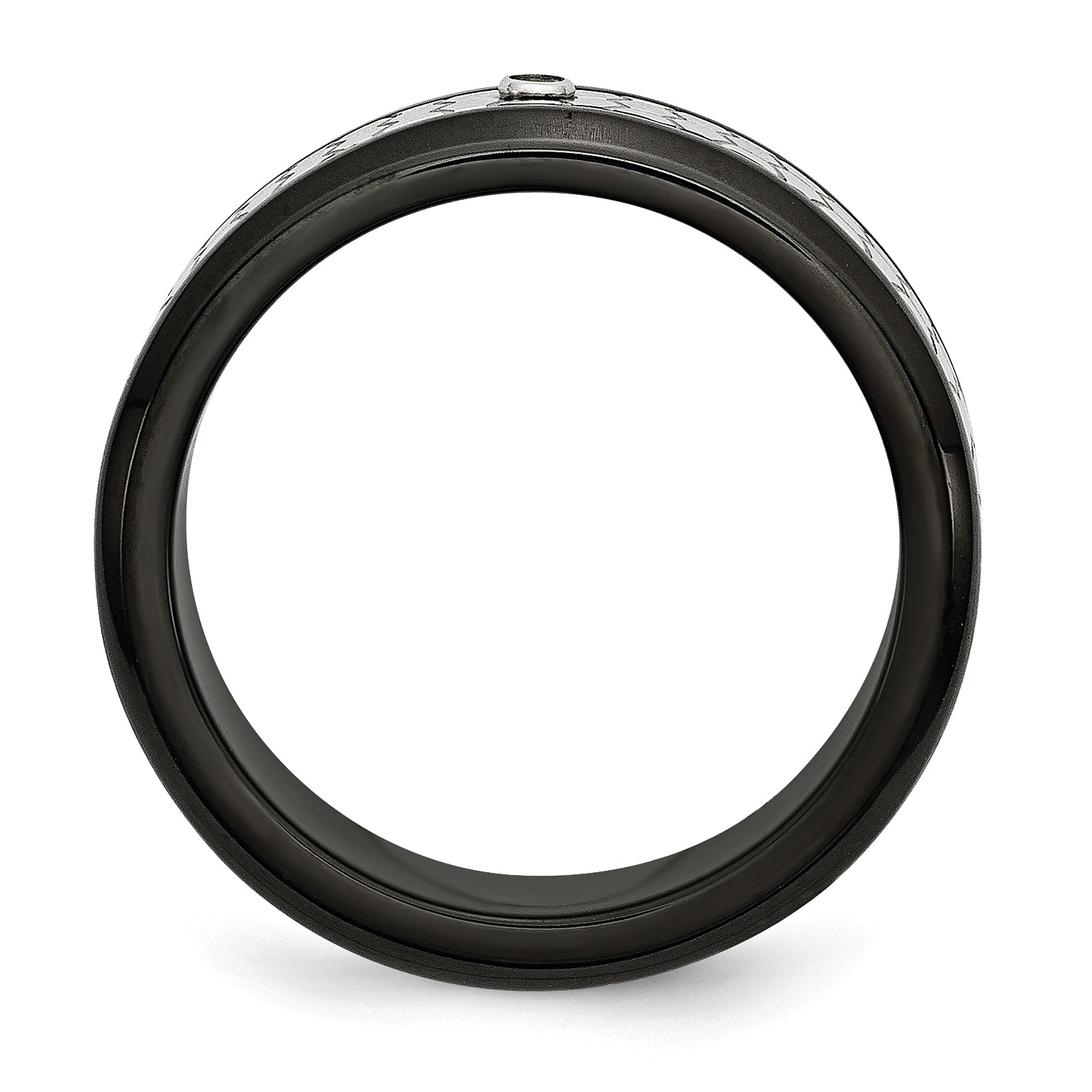 Diamond Wedding Band in Stainless Steel with Black IP, 8mm