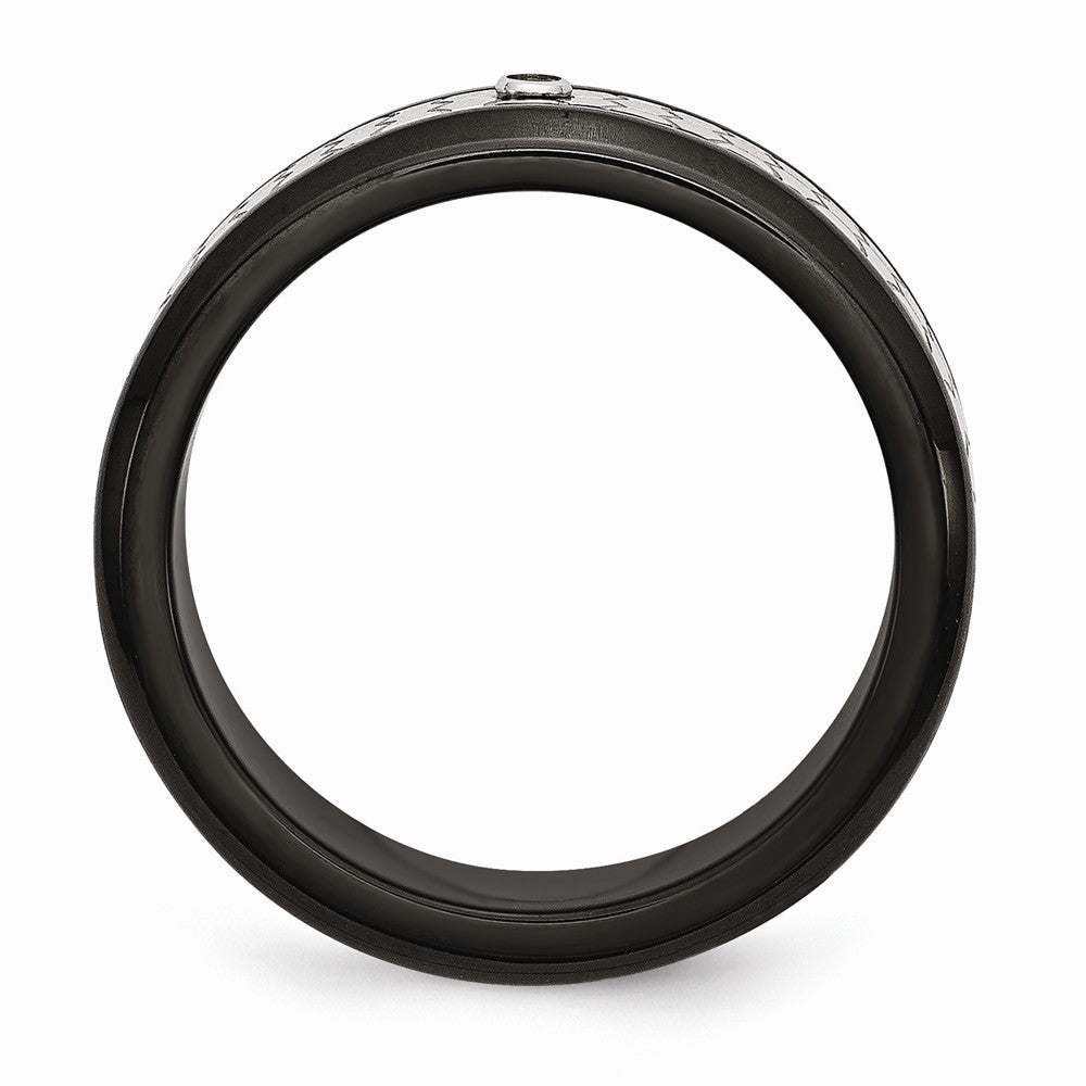 Sophia Jewelers Stainless Steel Diamond Wedding Band Black IP-Plated Engravable Secondary image