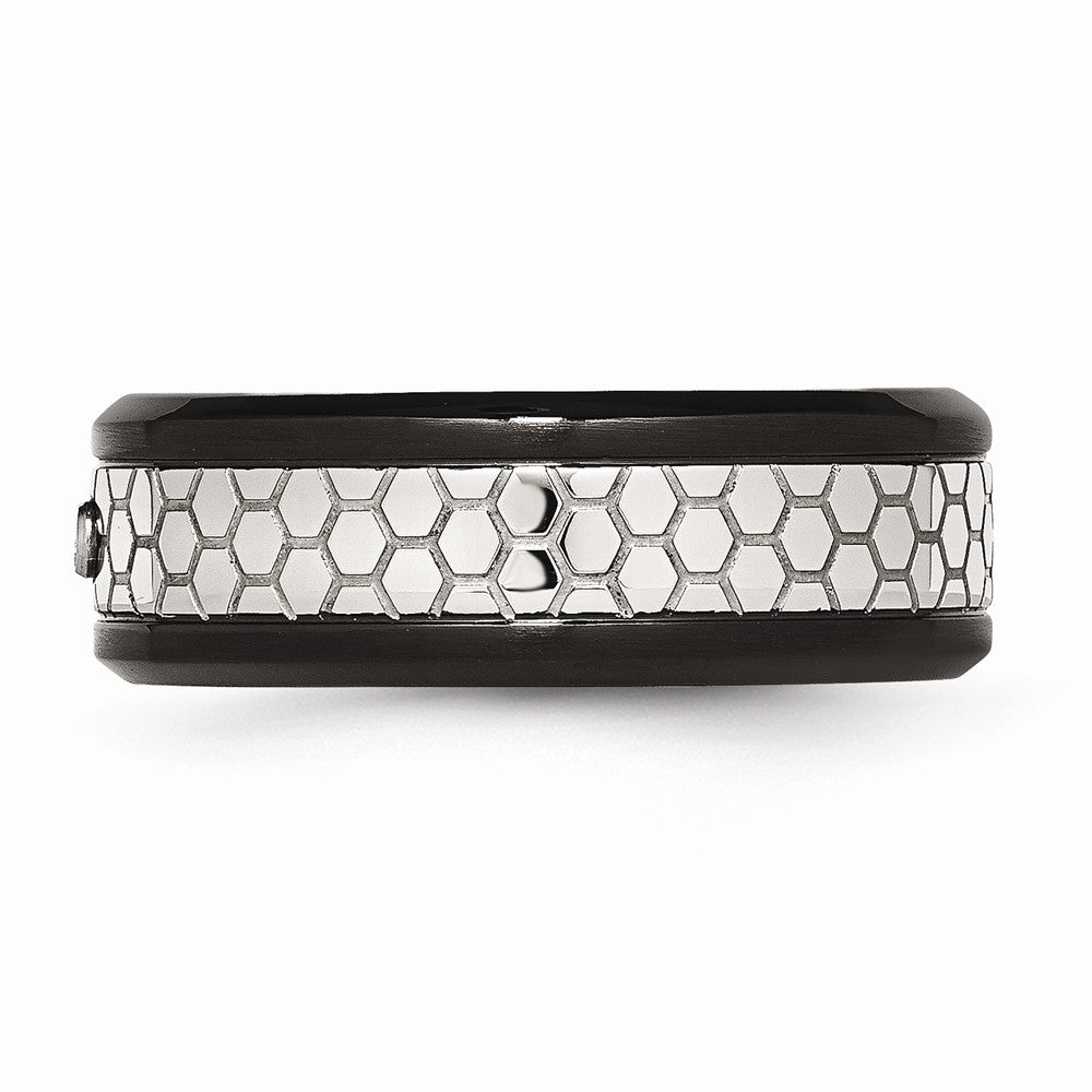 Sophia Jewelers Stainless Steel Diamond Wedding Band Black IP-Plated Engravable - 8