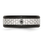 Diamond Wedding Band in Stainless Steel with Black IP, 8mm