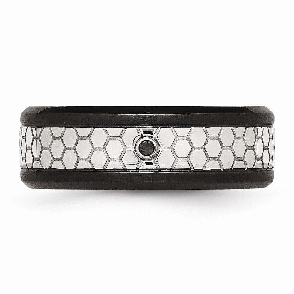 Sophia Jewelers Stainless Steel Diamond Wedding Band Black IP-Plated Engravable - 8