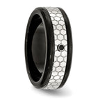 Diamond Wedding Band in Stainless Steel with Black IP, 8mm