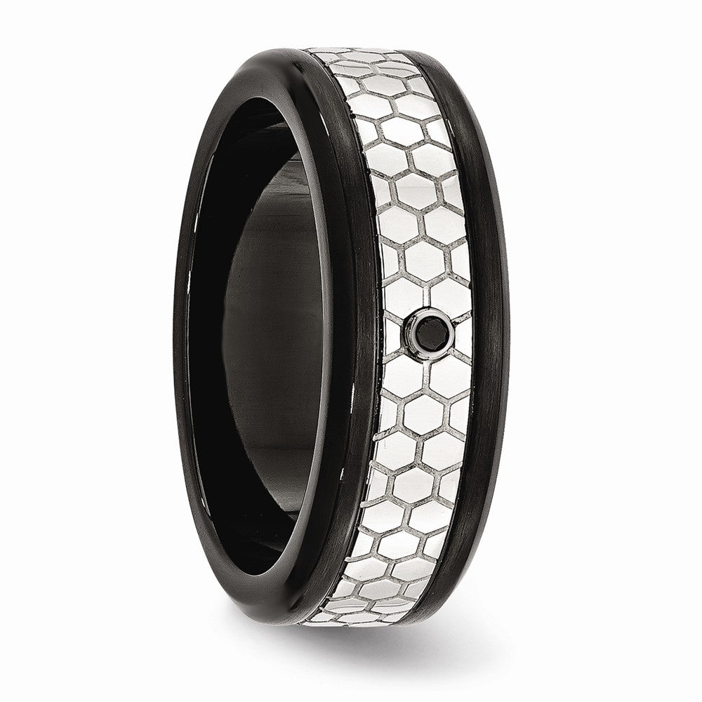 Sophia Jewelers Stainless Steel Diamond Wedding Band Black IP-Plated Engravable