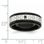 Diamond Wedding Band in Stainless Steel with Black IP, 8mm