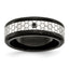Stainless Steel Polished and Brushed Black IP-plated 2pt. Diamond 8mm Band