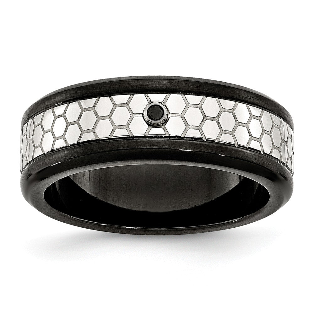 Sophia Jewelers Stainless Steel Diamond Wedding Band Black IP-Plated Engravable Main image