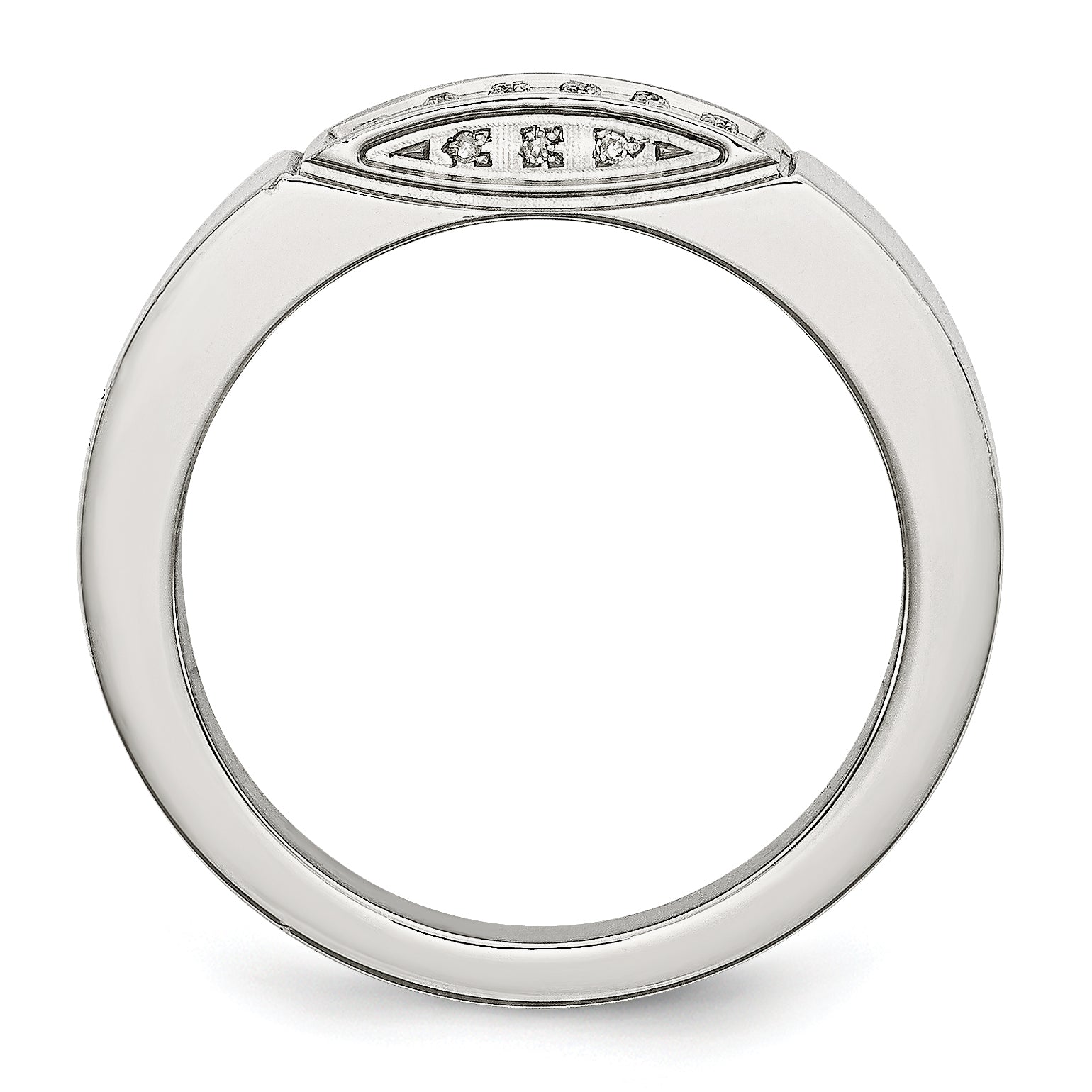 Stainless Steel Polished 1/10 Carat Diamond 9.5mm Band Secondary image