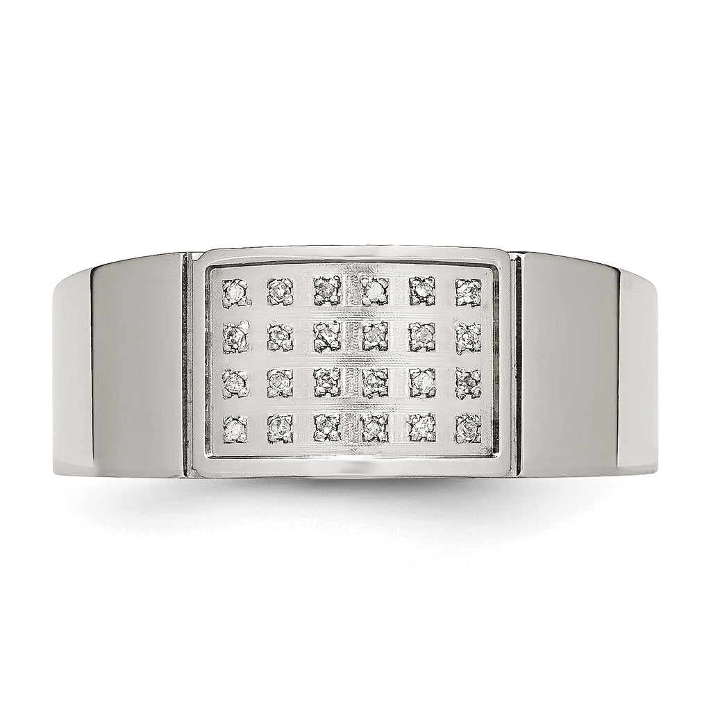 Stainless Steel Polished 1/10 Carat Diamond 9.5mm Band