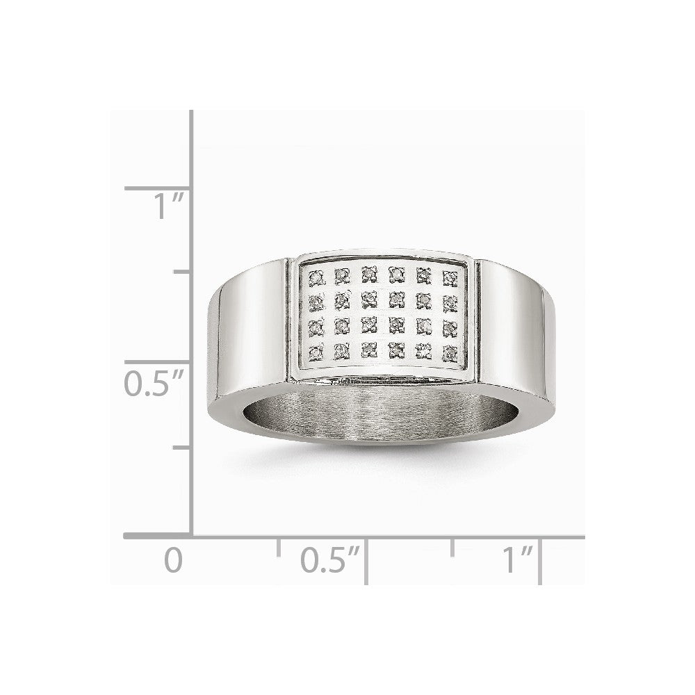 Stainless Steel Polished 1/10ct tw. Diamond Ring