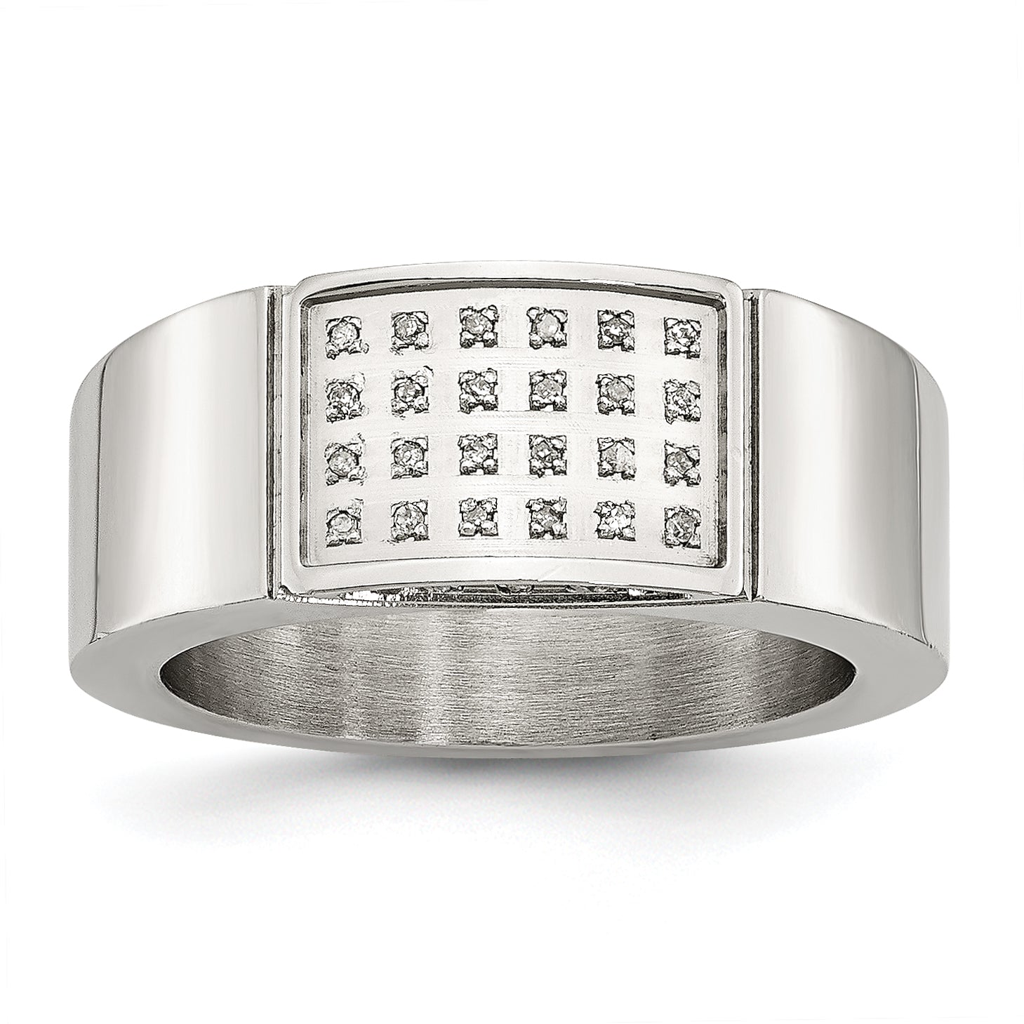 Stainless Steel Polished 1/10 Carat Diamond 9.5mm Band Main image