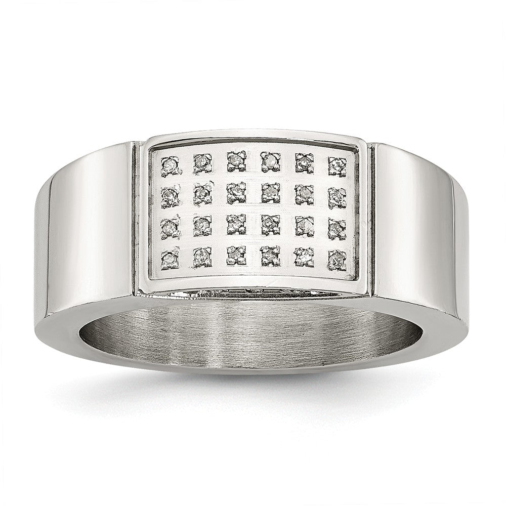 Sophia Jewelers Stainless Steel Diamond Wedding Band Polished Elegant Design Main image