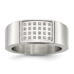 Sophia Jewelers Stainless Steel Diamond Wedding Band Polished Elegant Design