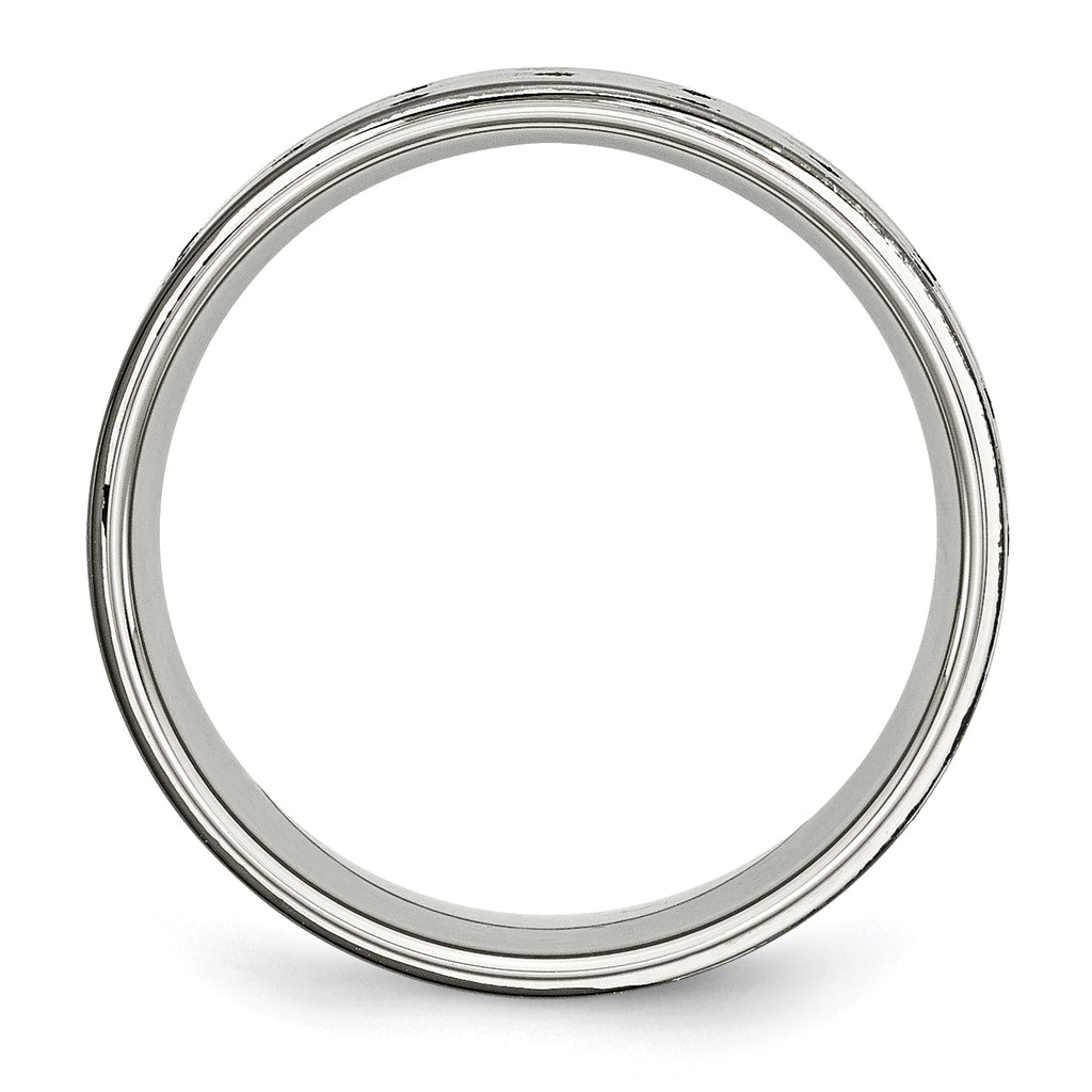 Black Grooved Wedding Band in Stainless Steel, 8mm