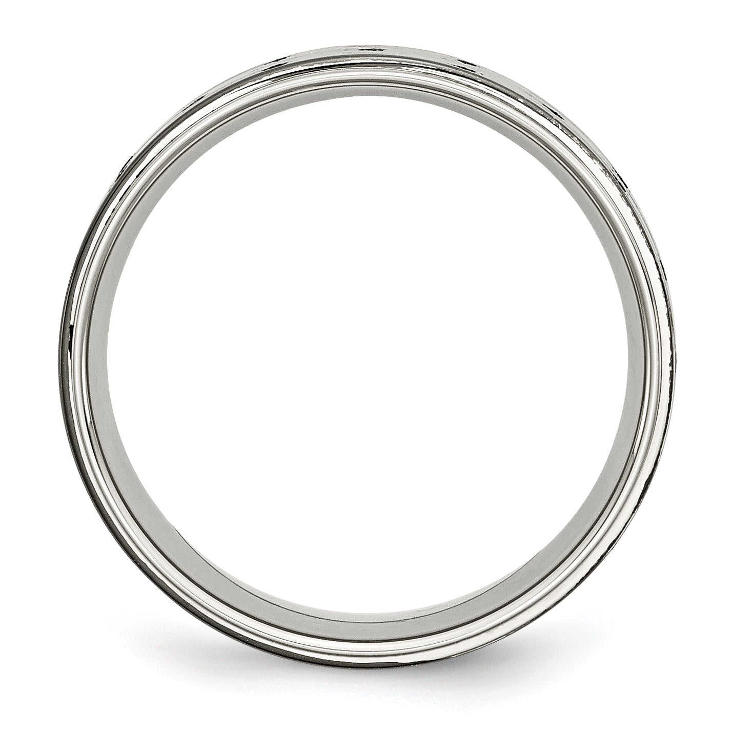 Black Grooved Wedding Band in Stainless Steel, 8mm