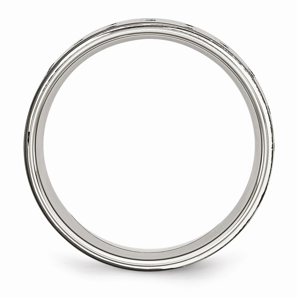 Black Grooved Wedding Band in Stainless Steel, 8mm