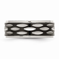 Stainless Steel 8mm Polished Black IP Wedding Band Modern Elegance - 8