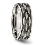 Black Grooved Wedding Band in Stainless Steel, 8mm