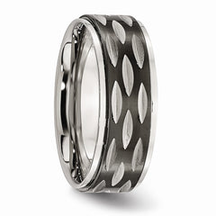 Stainless Steel 8mm Polished Black IP Wedding Band Modern Elegance - 8