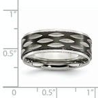 Black Grooved Wedding Band in Stainless Steel, 8mm
