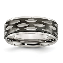 Stainless Steel 8mm Polished Black IP Wedding Band Modern Elegance - 8