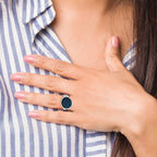 StainleSterling Silver Steel Polished with Blue Druzy Stone Ring