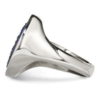 StainleSterling Silver Steel Polished with Blue Druzy Stone Ring