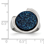 StainleSterling Silver Steel Polished with Blue Druzy Stone Ring